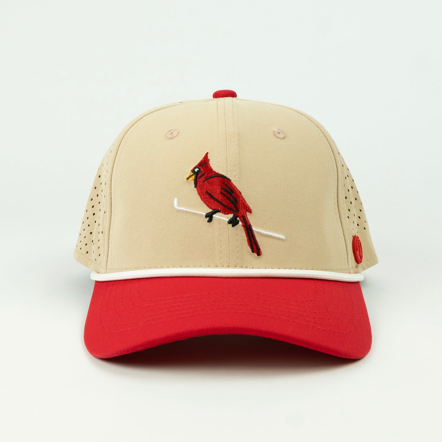 Birdie Performance (6 panel) Rope Hat - Tan/Red